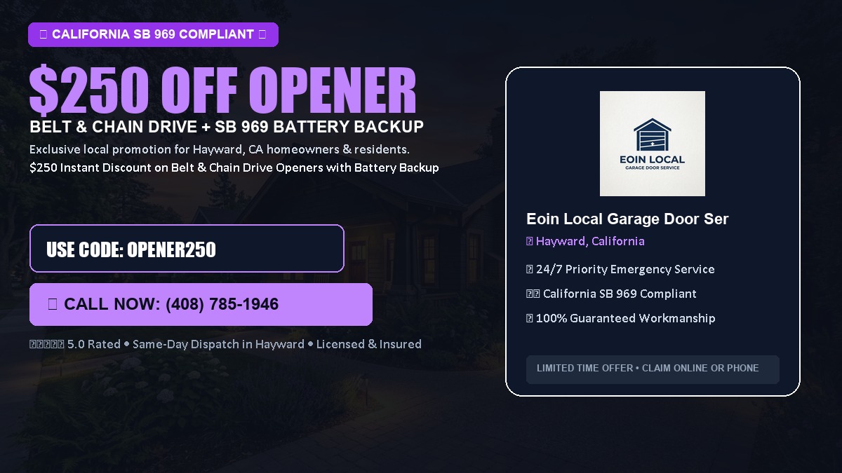 $250 OFF Smart Garage Door Opener Installation (Belt & Chain Drive with California SB 969 Battery Backup) in Hayward, CA