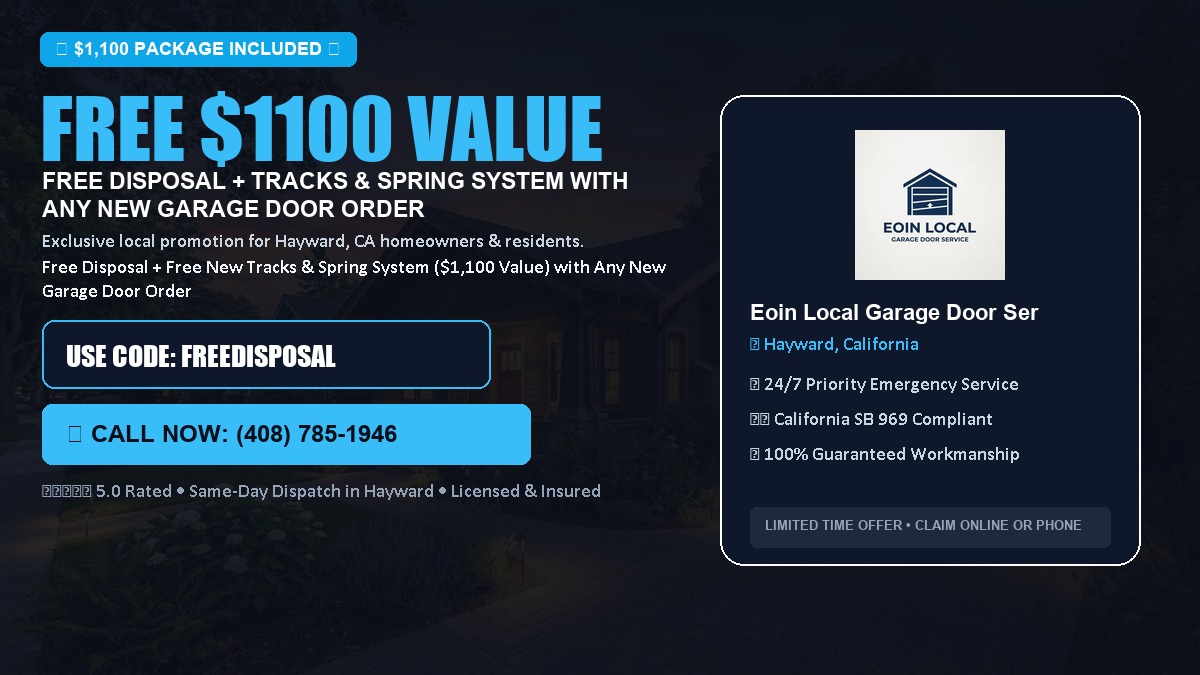 Free Disposal + Free New Tracks & Spring System with Any New Garage Door Order ($1100 Value) in Hayward, CA